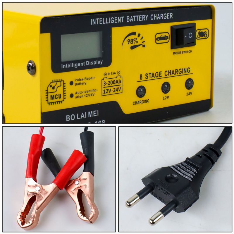OTOHEROES BO LAI MEI Charger Aki Mobil Motor 250W 12V/24V 200AH - BLM-CDQ-168 - Yellow