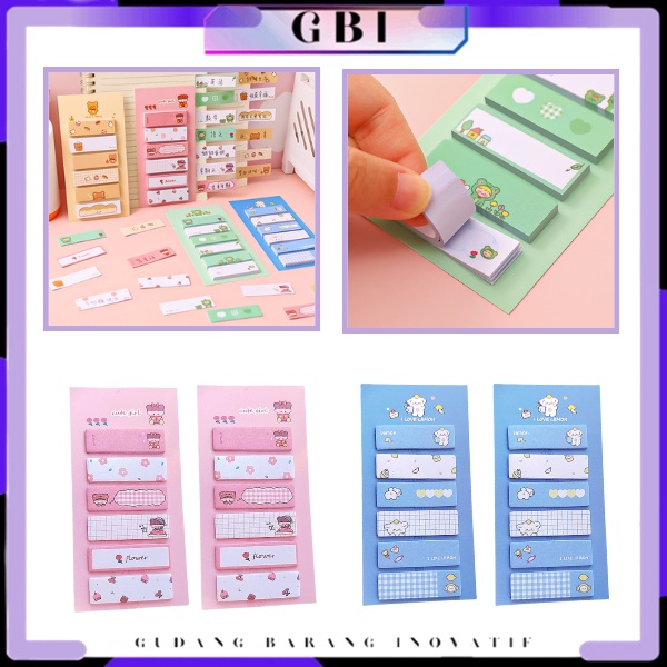 

GBI Pembatas Buku Cute Imut Penanda Buku Memo Stick Stationery Sticky Notes Lucu 6IN1 Tempelan Kertas Catatan 120 Lembar Notes Kertas Tempel Karakter Bear Frog Girl Memo Pad Convenience Cute 6 IN 1