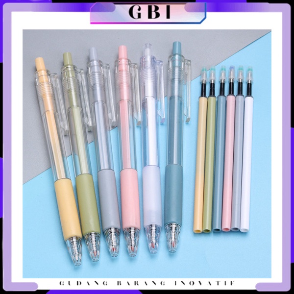 

GBI Pena Gel 0.5mm Tinta Hitam Alat Tulis Sekolah Kantor Pen Warna Warni Bolpoint Polos Murah Pulpen Cetekan Transparant Polos