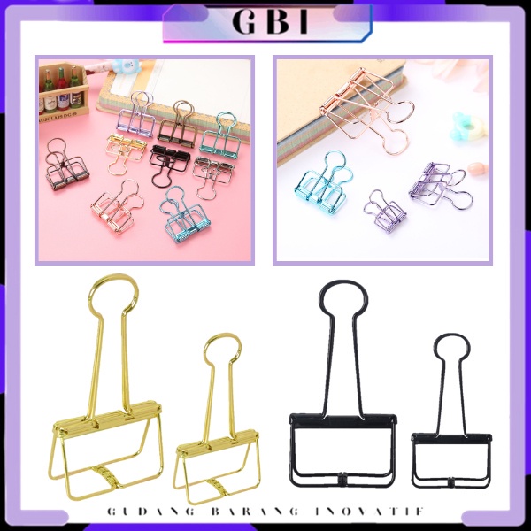 

GBI Paper Clip Besi Warna-Warni Klip Penjepit Buku Bahan Metal Penjepit Kertas Binder Clips Large Medium Small Office Study
