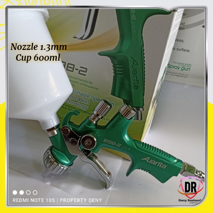 {GrandShop} Spray Gun LVLP Auarita 898-2 Original Pneumatic Professional 1.3mm - Energetic Green Lim
