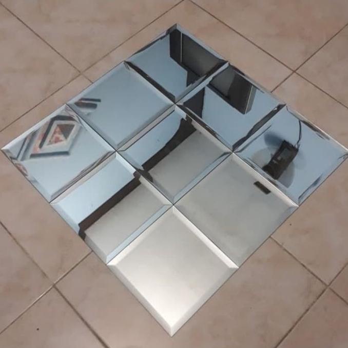 Update - Kaca cermin Bevel 20 x 20 cm tebal 5mm+3mm bevel 1cm