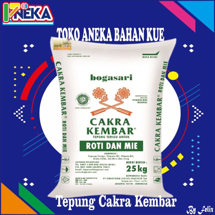 

Tepung Terigu Cakra Kembar 1 ball 25kg