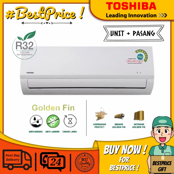 Ac Toshiba 1/2 Pk + Pasang Toshiba Ras-05J2Kg Ras 05J2Kg Low 340 Watt Ready