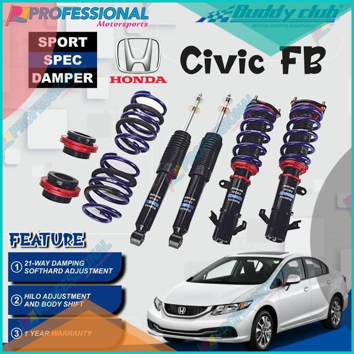 Aksesoris Per Suspensi Coilover BUDDYCLUB Sport Spec Civic FB 14+ 16no