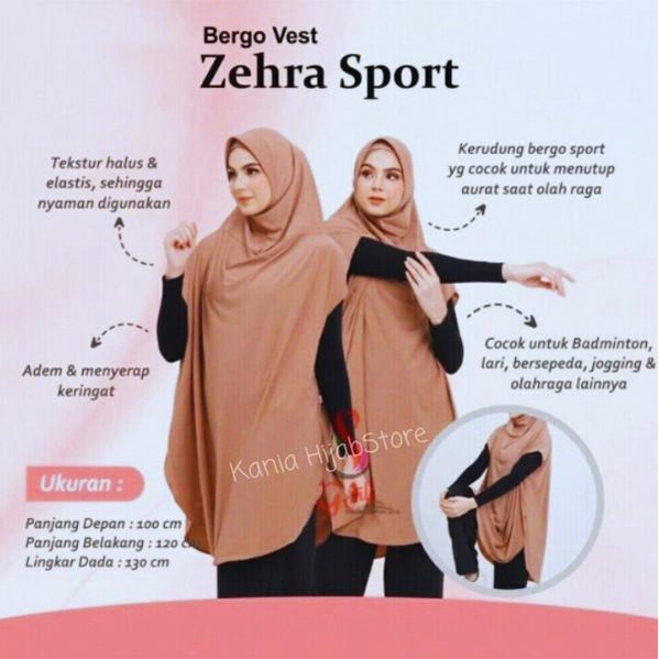 Hijab / Jilbab Sport Syari Zehra / Jilbab Olahraga Syari Zehra Sport