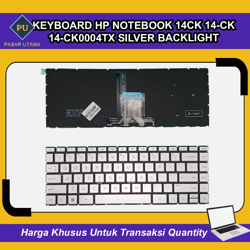 Keyboard HP Notebook 14-Ck 14ck 14-Ck0004tx Silver Backlite