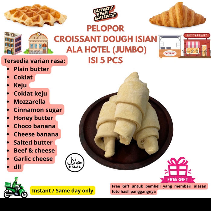 

Terbaru Croissant Dough Jumbo Croffle Frozen 70G Adonan Croffel Premium Butter Promo Terlaris
