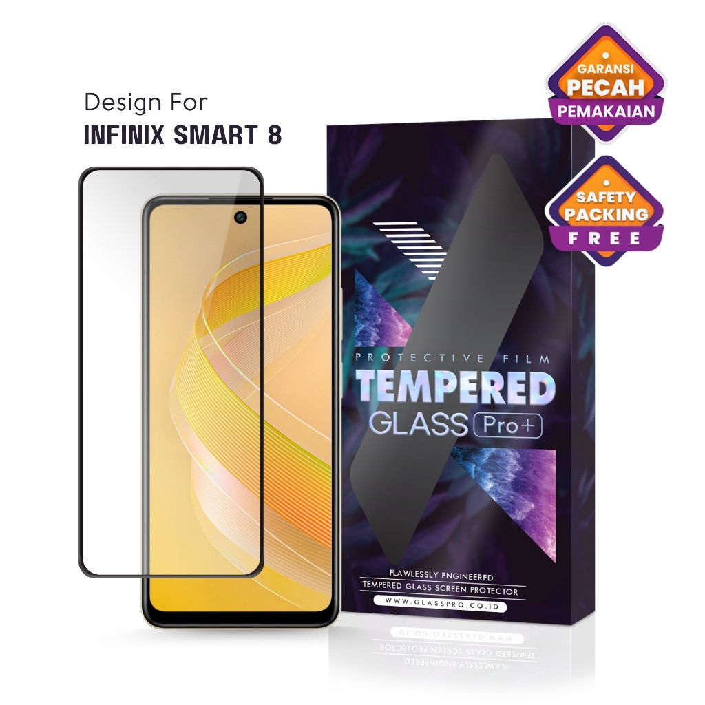 Premium Tempered Glass Infinix Smart 8 Full Cover - Anti Gores Kaca Screen Protector Screen Guard No