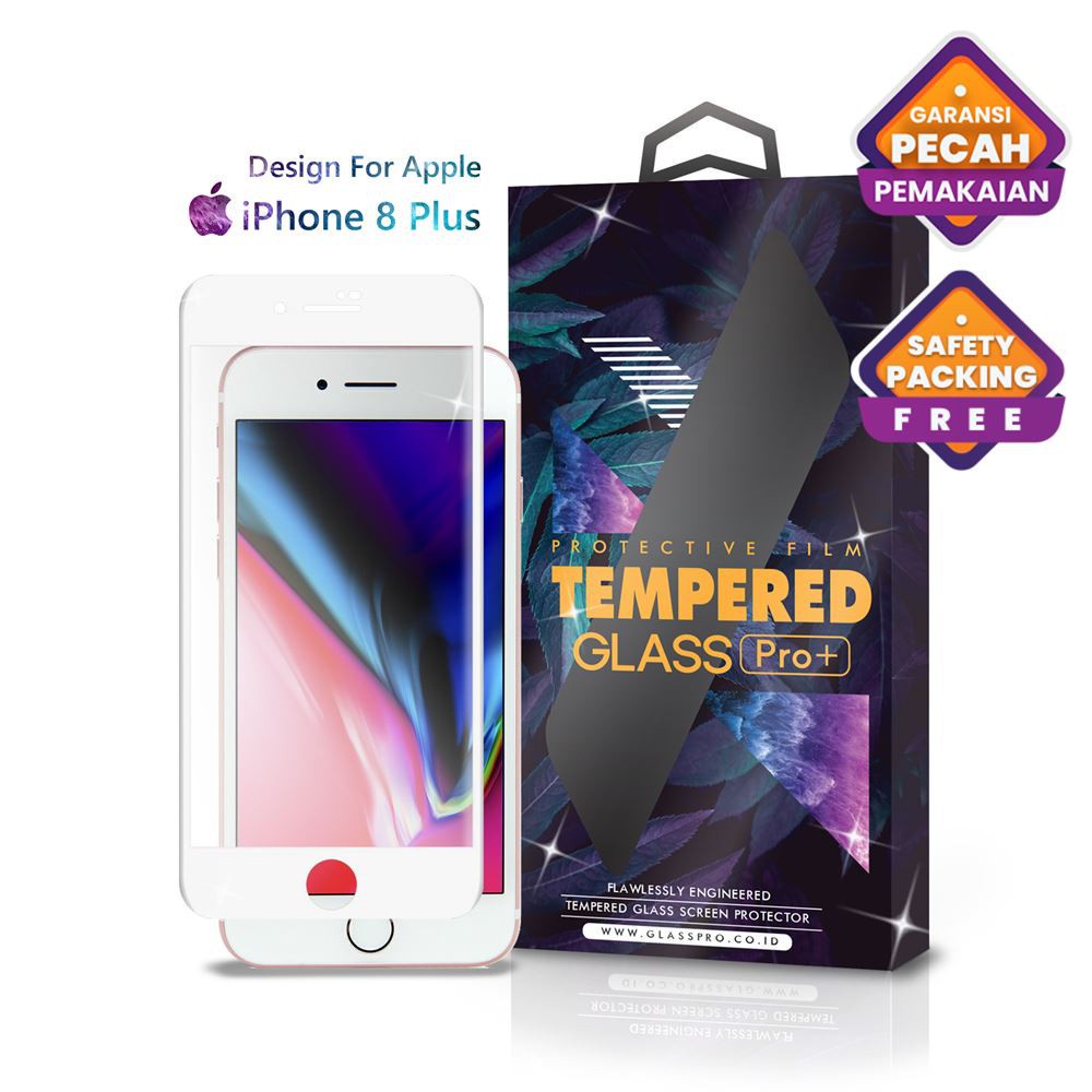 Glass Pro Tempered Glass iPhone 8 Plus Full Cover White - Premium