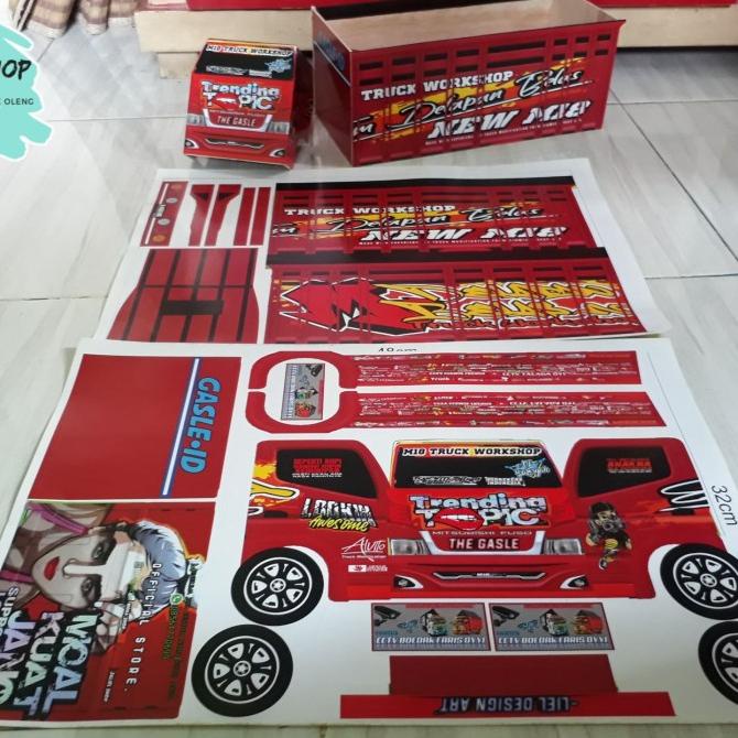 Lembaran pola stiker truk oleng trending topic 3D