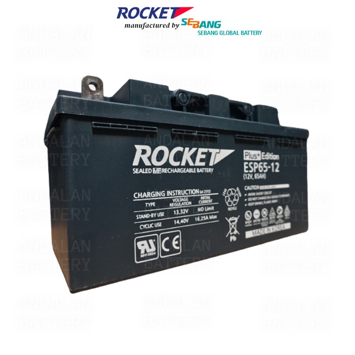Baterai Kering Rocket 12V 65Ah / Vrla Esp 65-12/Aki Kering 12V 65A Terlariss 