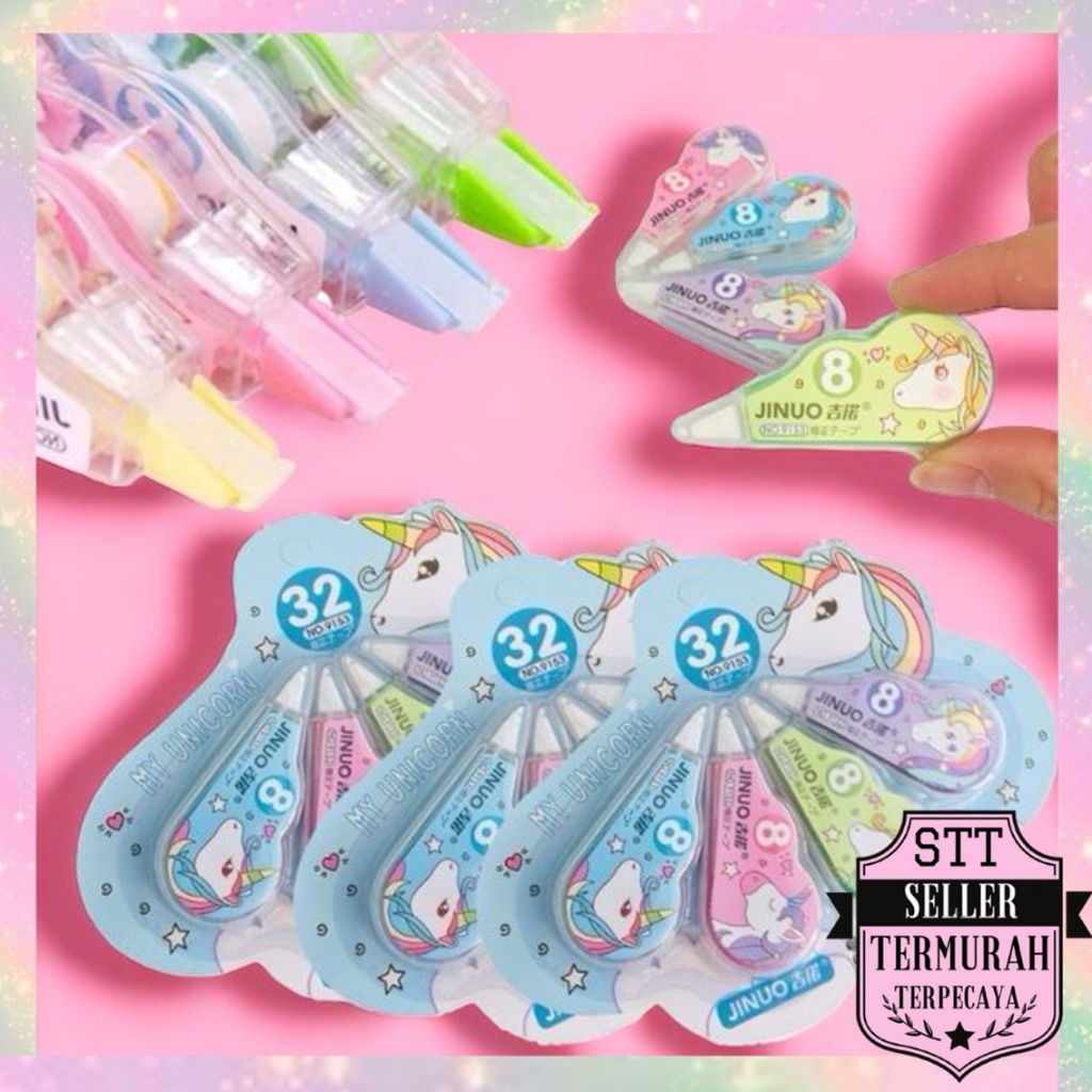 

STT Correction Tape Karakter 4 In 1 Penghapus Pulpen Roll Isi 4pcs Karakter Lucu Unicorn Penghapus Pena Tip-Ex Kertas Mini 4in1 Tip Ex Set 4 Pcs