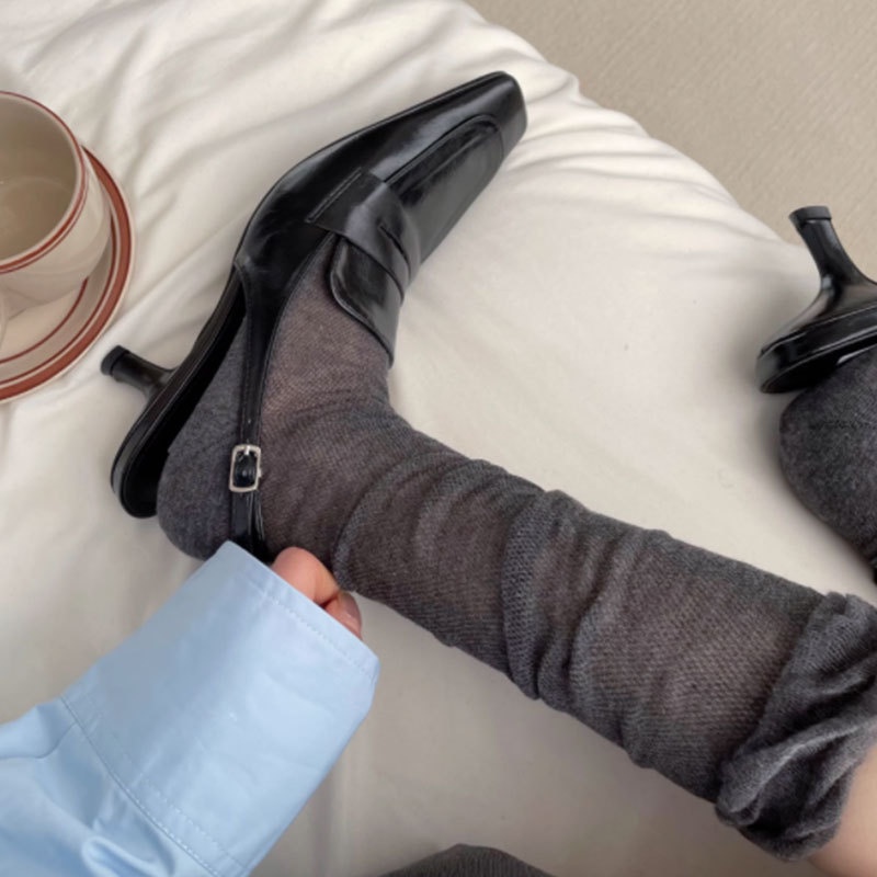 Kaus Kaki Jala Gaya Korea, Kaus Kaki Setengah Betis Gelembung, Kaus Kaki Pile Tipis Modis untuk Wani