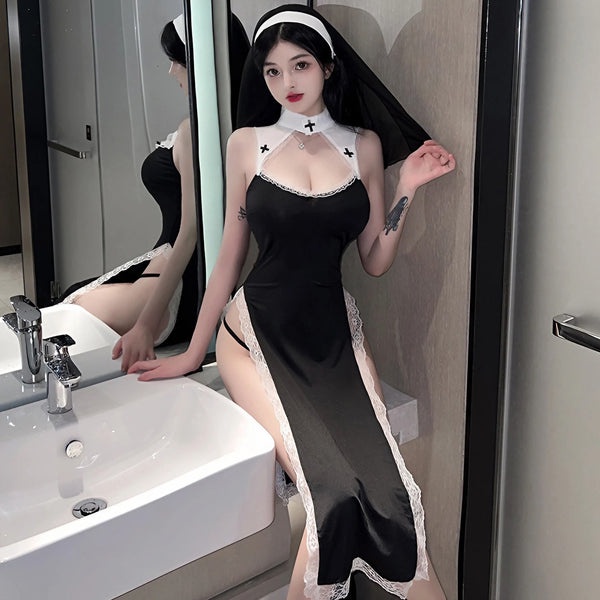 SEXY LINGERIE COSPLAY NUN BIARAWATI SEXY HOT EROTIC SEKSI CANTIK BERGAIRAH