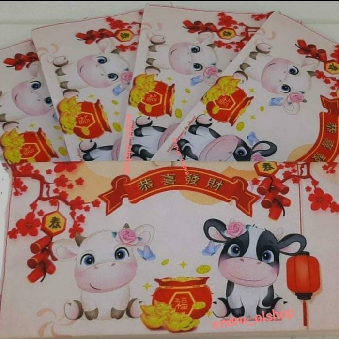 

New! angpao imlek 2021 panjang kain bisa di cuci - pink kerbau Limited