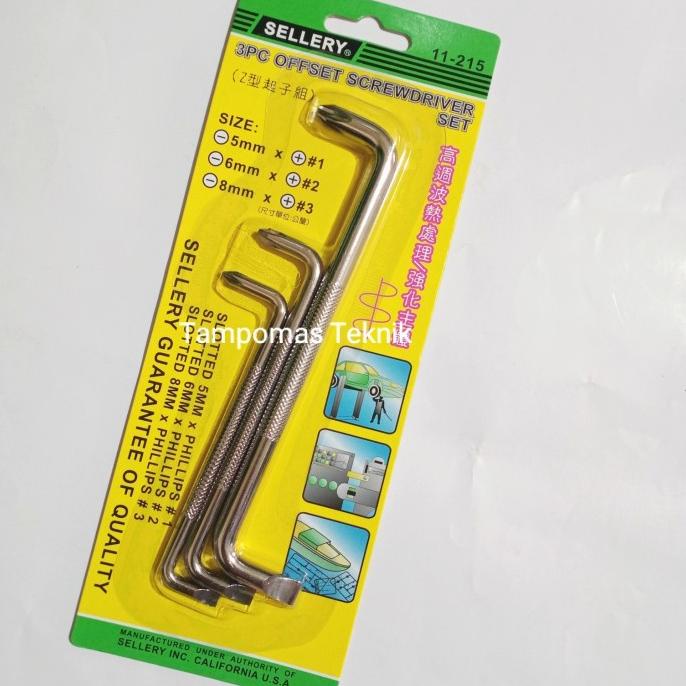 Obeng Bengkok Set 3 pcs Obeng Set Offset Sellery