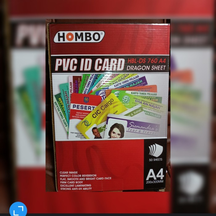 

PVC ID CARD A4 HOMBO HBL DS 760DRAGON SHEET