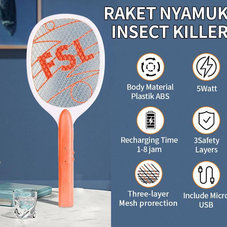 Fsl Nyamuk Tepok Raket Nyamuk Listrik Elektrik Usb Cas Charger