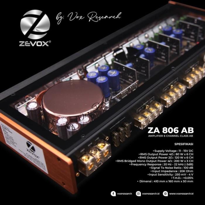 POWER AMPLIFIER MOBIL ZEVOX ZA 806 AB 6CHANEL CLASS AB BY FOX RESEARCH