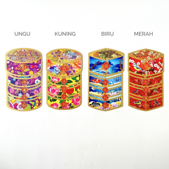 

New! 1PACK ISI 4 Angpao Chinese Basket Amplop Uang Unik Imlek Ulang Tahun Limited