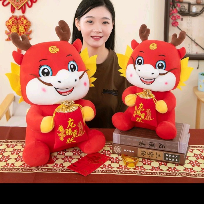 

New! 0READY Boneka Naga Angpao CNY Imlek 2024 Chinese New Year Dragon 25cm Limited