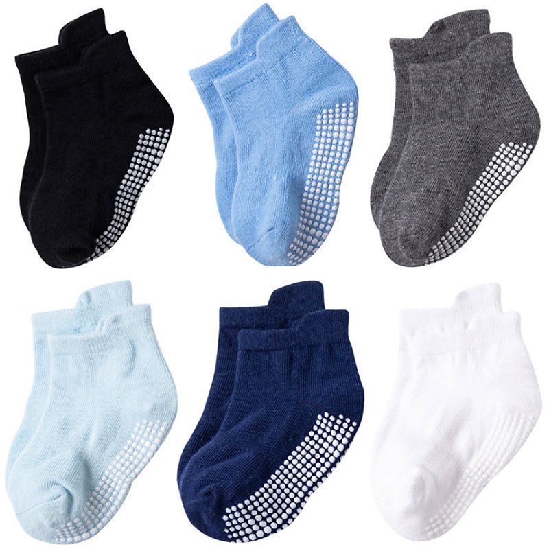 MM - Kaos Kaki Bayi Anti Slip Pendek Motif Polos 6887 Kaos Kaki Anak Perempuan Laki Laki Polos 3D Lu