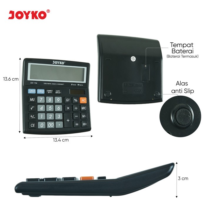 

CALCULATOR / KALKULATOR JOYKO CC-11A / 12 DIGITS / CHECK CORRECT ORIGINAL TERBARU