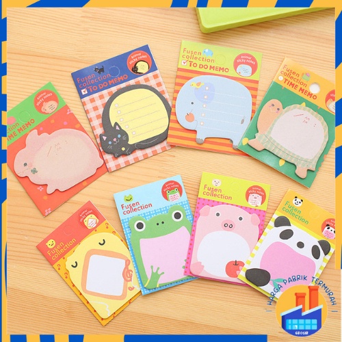 

HPT Kertas Tempel Pengingat Motif Hewan Tempelan Kertas Catatan Memo Note Karakter Animal Mini Book Karakter Binatang Lucu