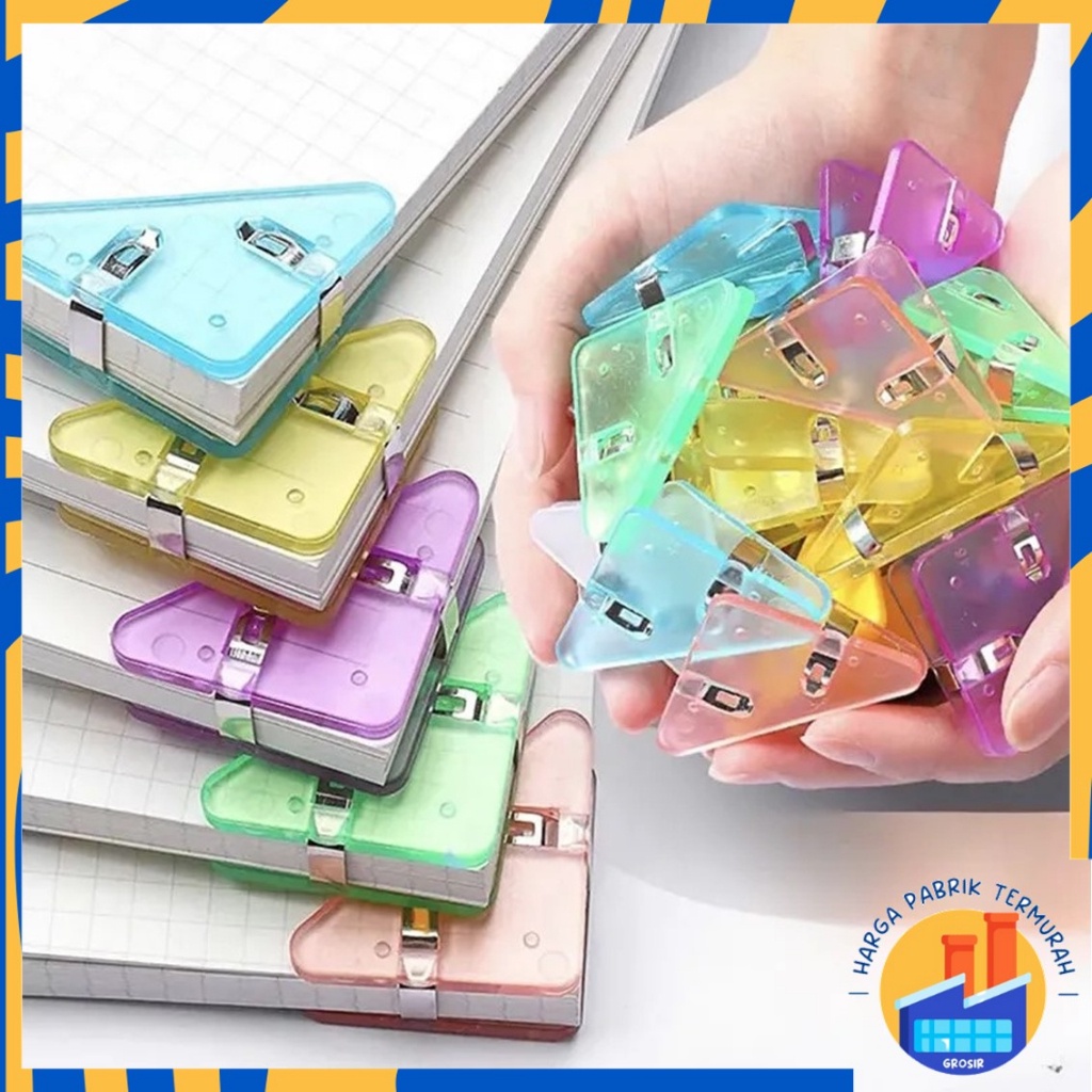 

HPT Paper Clip Segitiga Warna-Warni Klip Sudut Penjepit Buku Akrilik Penjepit Kertas Binder Plastik Clips Book & Paper Corner Perlengkapan Kantor Sekolah