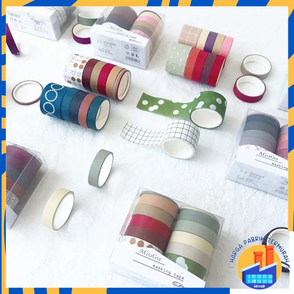 

HPT Masking Tape Set 10Pcs Essential Collection Basic Pattern Isi 10 Selotip Bahan Kertas Washi Tape Warna Warni DIY Scrapbook Journal Kotak Box Aeshtetic