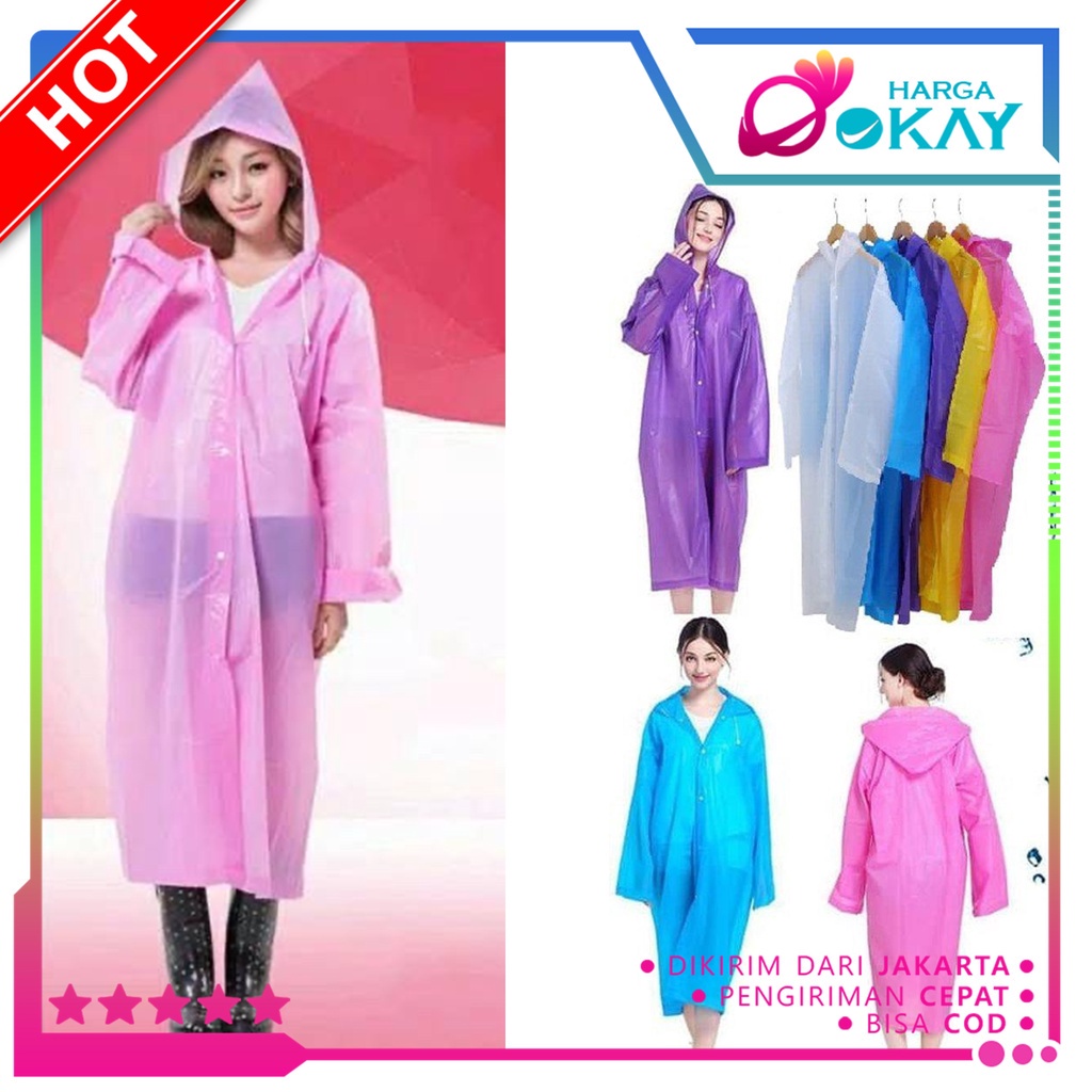 HO Jas Hujan Dewasa Karakter Hoodie Murah EVA RAINCOAT Lengan Polos Jas Hujan Dewasa Warna Mantel Ja