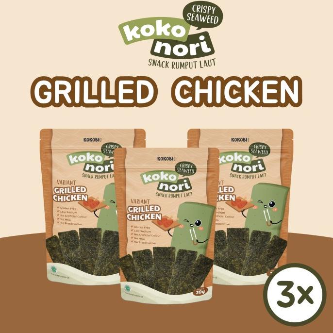 

BIG SALE 3PCS KOKO NORI CRISPY SEAWEED GRILLED CHICKEN SNACK RUMPUT LAUT KOKOBI !!!!!