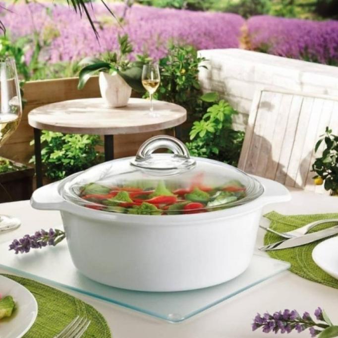 PANCI MASAK POT KACA LUMINARC VITRO CASSEROLE WHITE GLASS 1,5 LITER ZEFANHENDARTO
