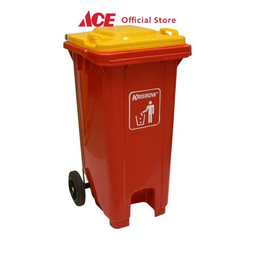 [AESTETHIC COLLECTION] Ace - Krisbow 120 ltr Tempat Sampah Plastik Outdoor Dengan Roda - Merah Tong