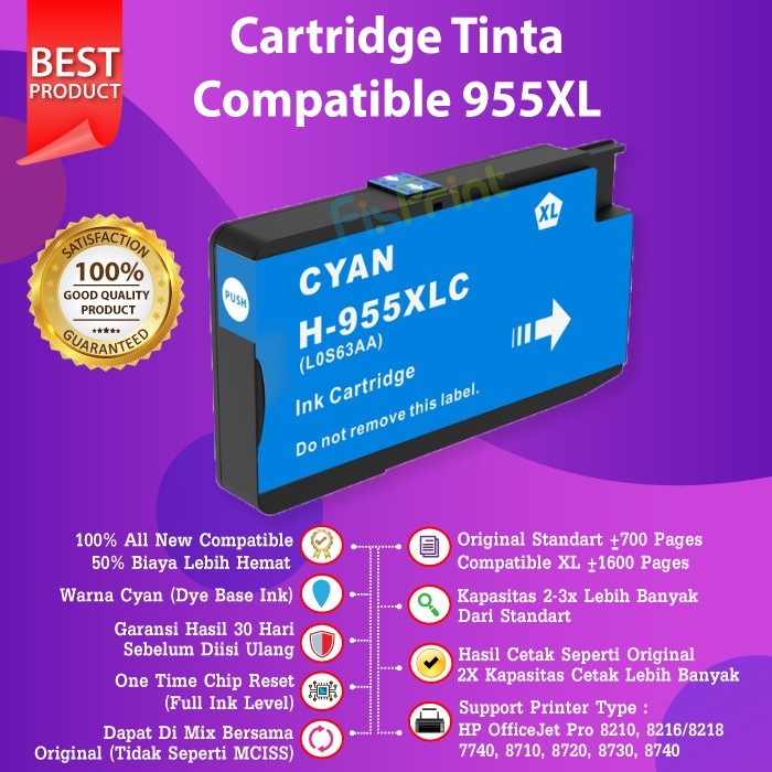 Tinta Cartridge Hp 955Xl Plus Chip Connetion Ready