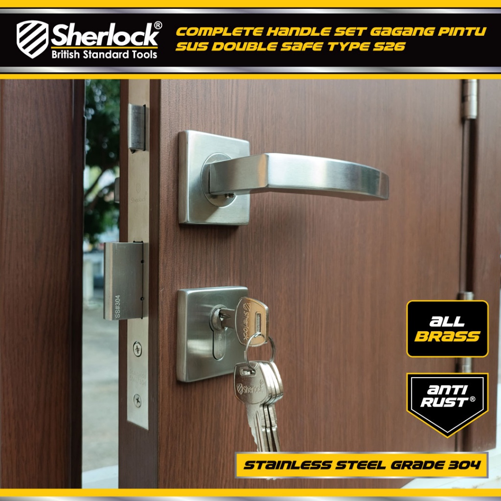 [AESTETHIC COLLECTION] Complete Handle Set Gagang Pintu S26 Kunci Double Safe Stainless 304