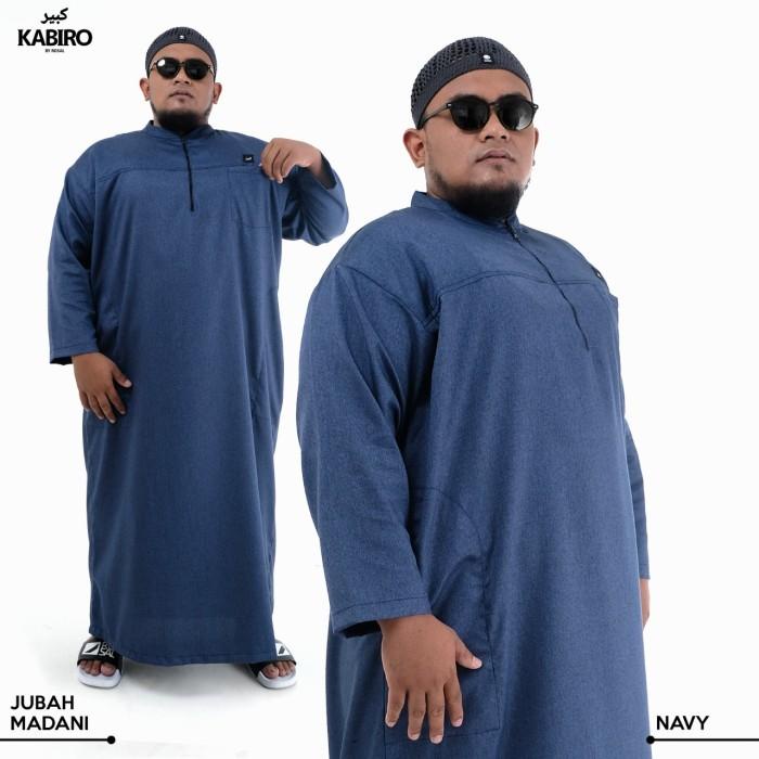 Baju Gamis Jubah Pria Big Size 4Xl 5Xl 6Xl Jumbo Jubah Madani - Hitam