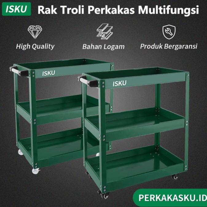 Isku Troli Bengkel 3 Susun Trolley Trolly Besi Rak Tools Meja Bengkel