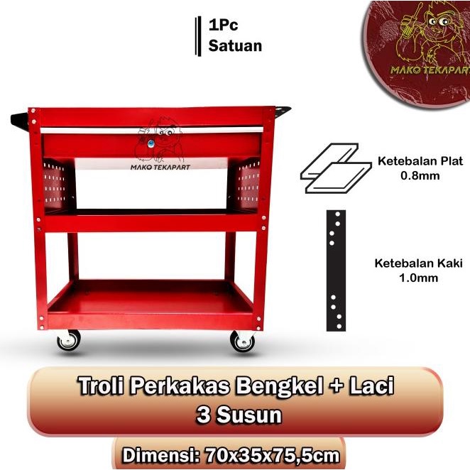 Rak Perkakas/Troli Perkakas Bengkel Dengan Laci