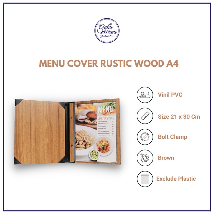 

Ready Stock "Buku Menu Restoran Vinyl" - Serat Kayu - Coklat Muda
