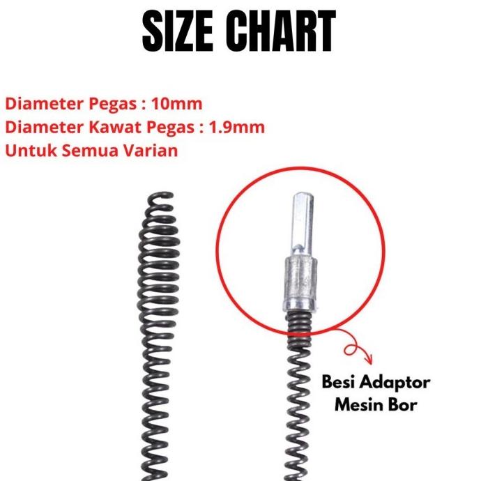 Pipe Cleaner Kawat Pembersih Saluran Pipa Mampet Dengan Adaptor Bor