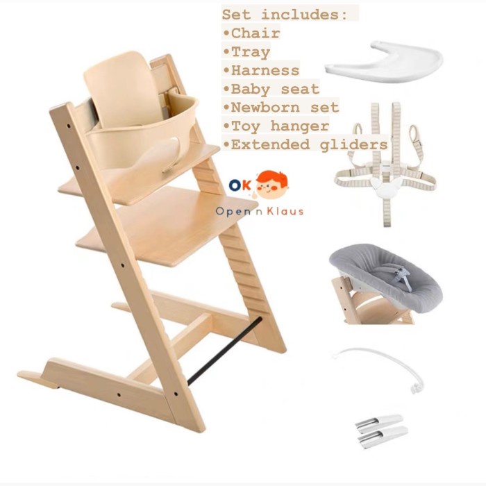 STOKKE TRIPP TRAPP HIGH CHAIR WITH TRAY HARNESS BABY SEAT NEWBORN SET