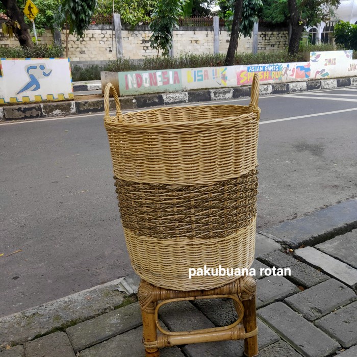 [Box] Keranjang Rotan Serbaguna Bulat - Tempat Laundry [Serbaguna]