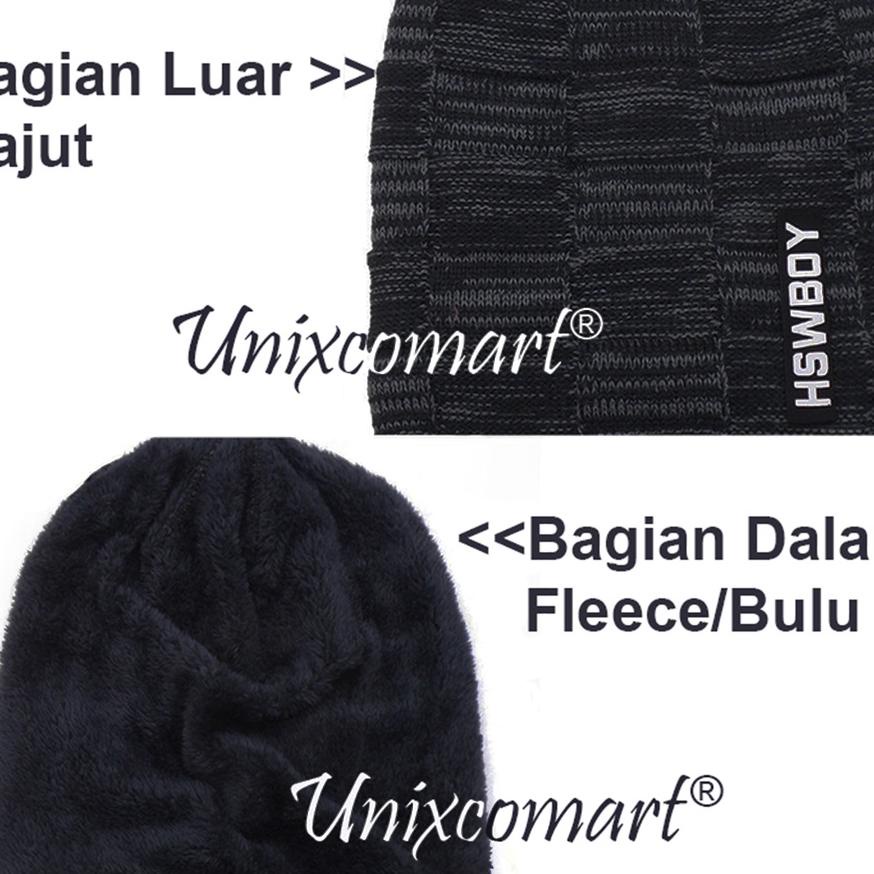 Kupluk Hswboy Topi Beanie Dewasa Knitted Hat Bahan Rajut Tebal Bulu