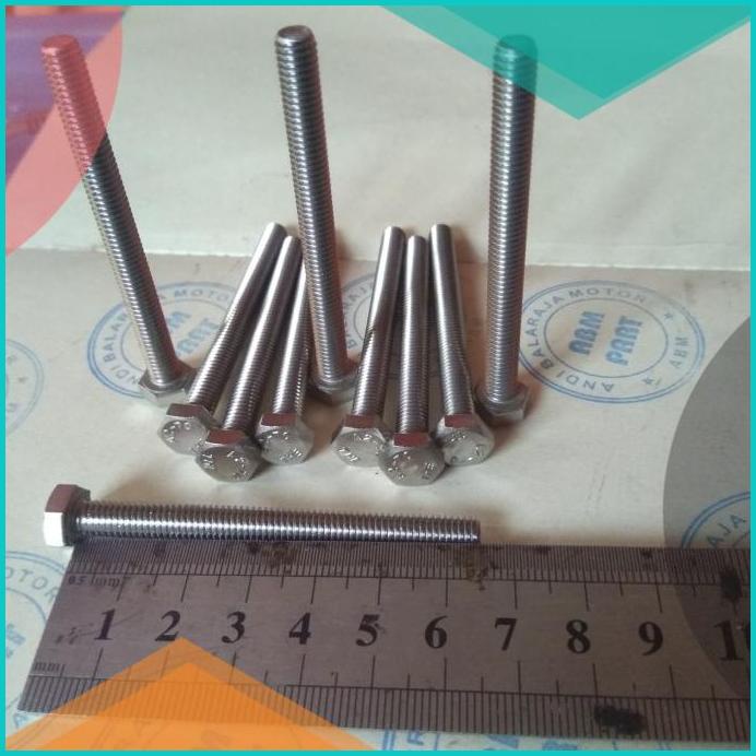Baut Stainless / Hex Bolt Ukuran M12 x 65 atau Baut 17 panjang 6,5cm 1