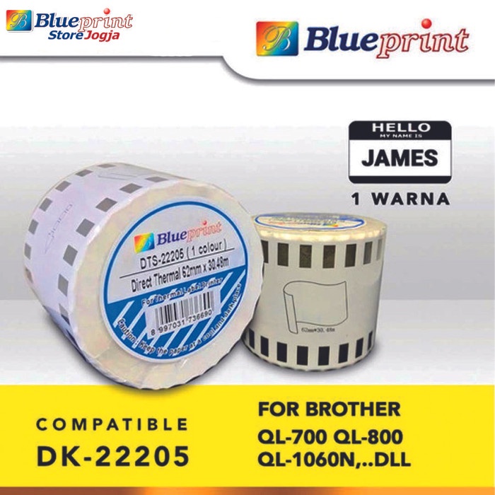 

'+'+'+'+] Label Barcode 22205 Blueprint 62x30,48m Continuous stiker Roll