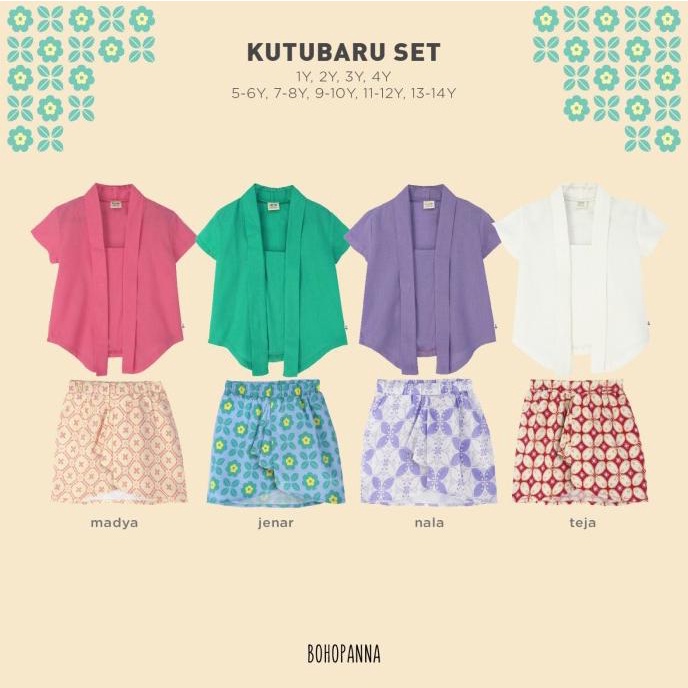 Bohopanna kutubaru set - setelan kutubaru anak perempuan - kebaya anak