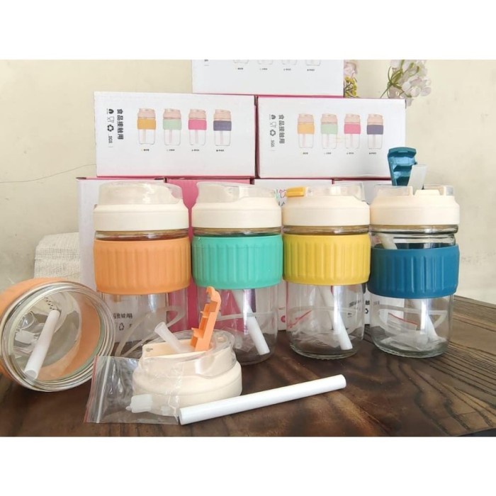 Buruan serbu] Botol Tumbler Kaca 500ml 2 in 1