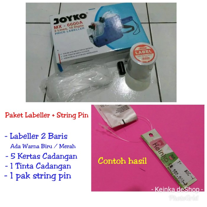 

Alat cetak label harga labeller 2 BARIS string loop lock pin bandrol